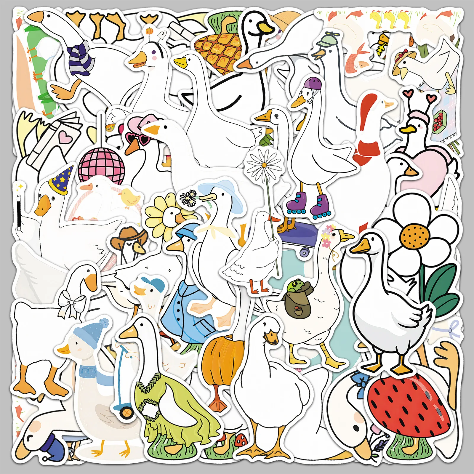 

10/50PCS Cute Big White Goose Graffiti Sticker Kawaii Animal Aesthetic Decal Kids Toy Funny DIY Water Cup Stationery Box Laptop