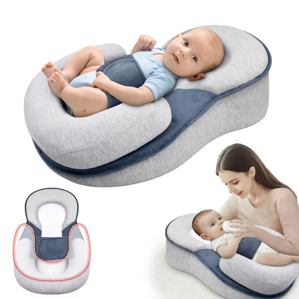 Safety Strap Baby Wedge Pillow Clean Odor Resistant Baby Lounger Pillow Hygienic Reducing Spit-Up Newborn Support Pillow
