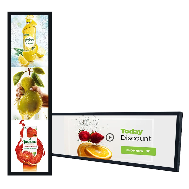 

Sunworld 8.8'' -65'' Narrow LCD Display /shelf Display/28'' Indoor Display Supermarket Shelf Display