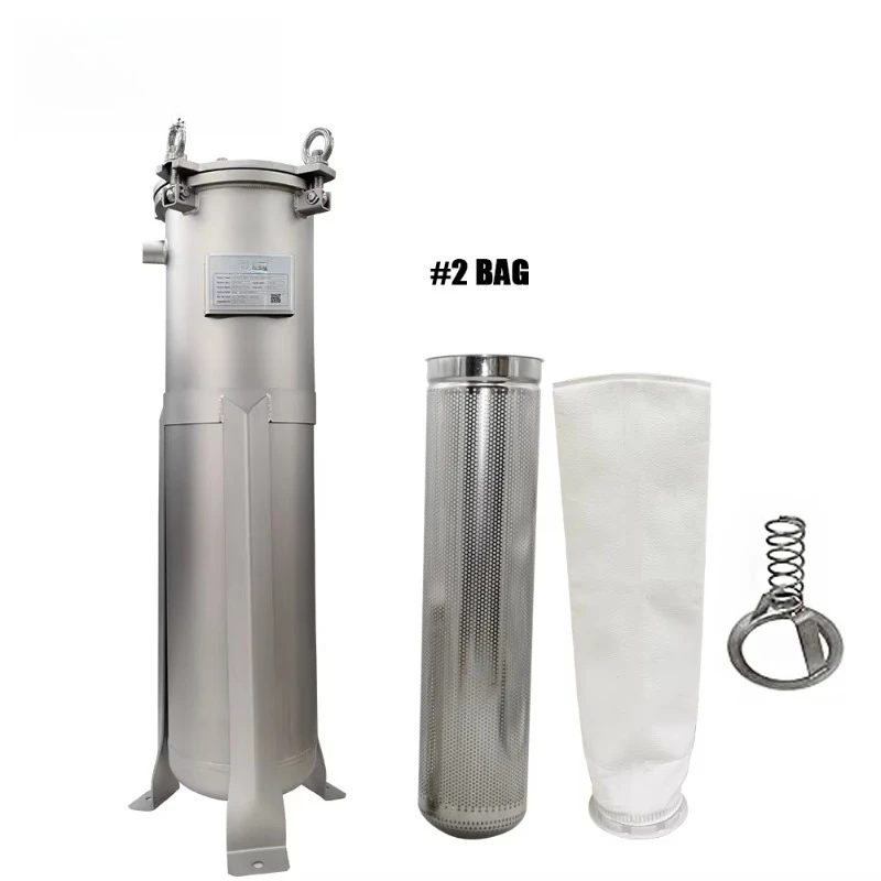 Single bag filter flow liquid filter housing for filtering river water sources