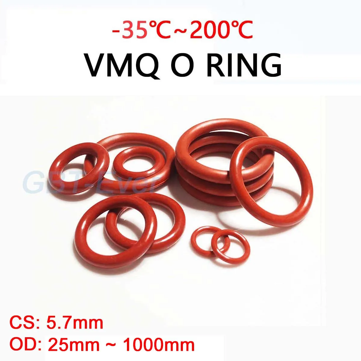 VMQ Red Silicone O-Ring Gasket CS 5.7mm OD 25mm ~ 1000mm Silicon O Ring Washer Food Grade Sealing Ring Waterproof & Insulated