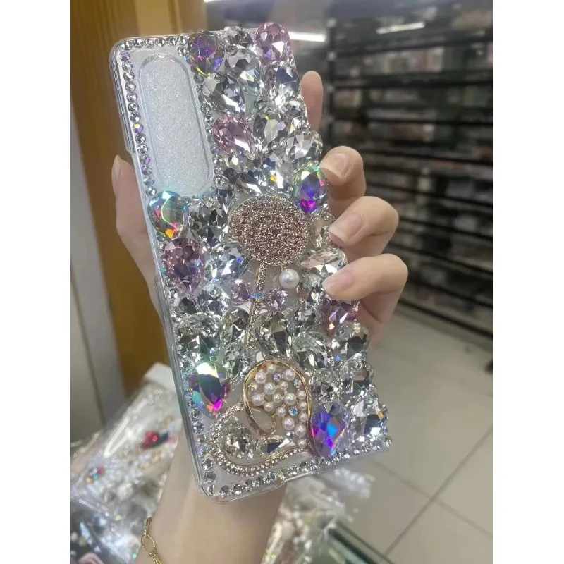 3D Handmade Mobile Phone Case for Samsung Z Fold 5, 4, 3, 2, Handmade Series, Sparkle Diamond, New