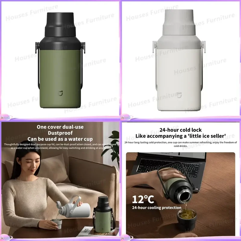 1L Smart Thermos Cup Stainless Steel Vacuum Flask Portable Insulated Water Bottle for Outdoor Travel Home Office Large