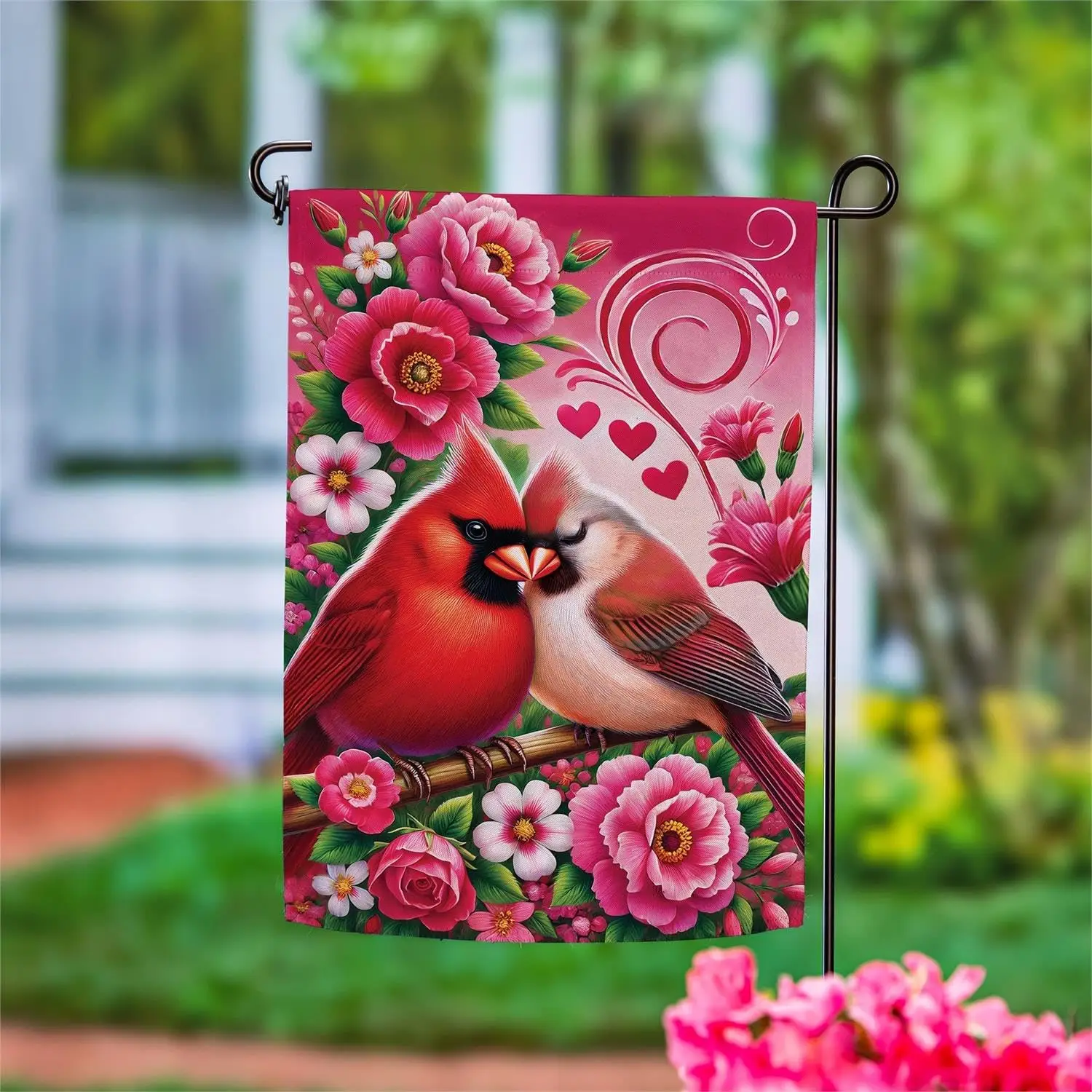 Evergreen Flag Valentine's Day Garden Flag 12x18 Double Sided | Valentines Garden Flags For Outside | Welcome Small Hous LLO uui