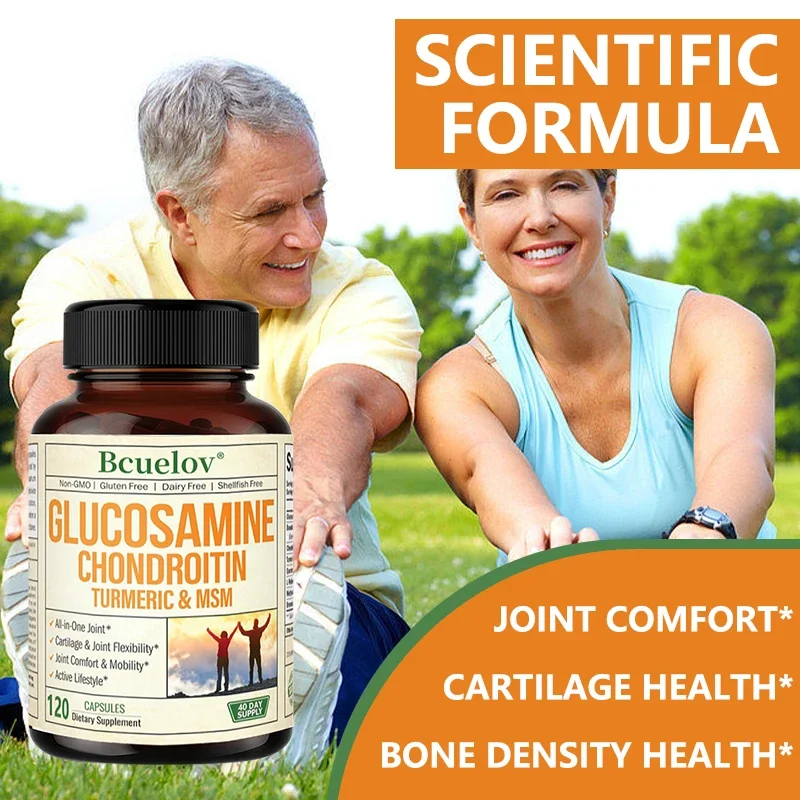 Glucosamine Chondroitin Turmeric MSM - Shellfish Free Joint Health Supplement - For Joint, Cartilage, Bone Density Health