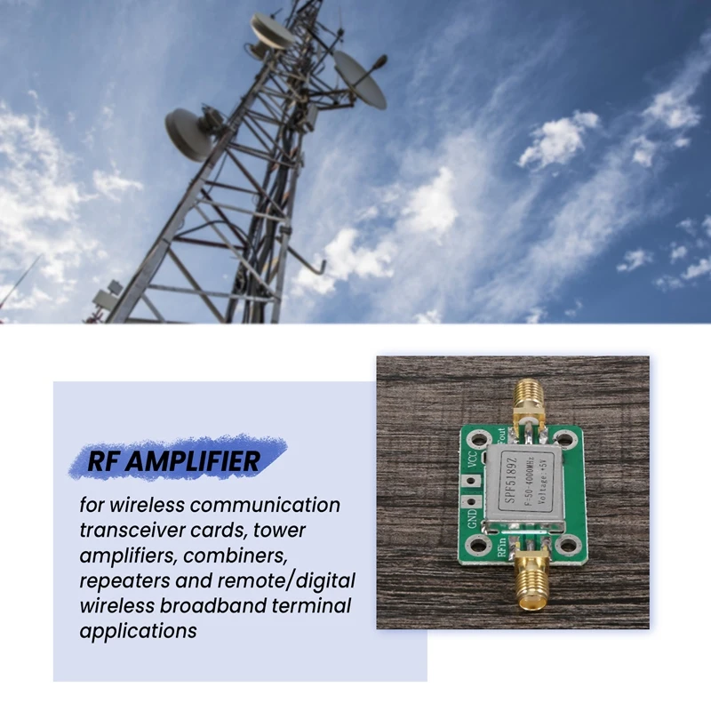 RF Amplifier, Low Noise LNA 50 To 4000Mhz SPF5189Z RF Amplifier For Amplifying FM  VHF UHF Radio Signal