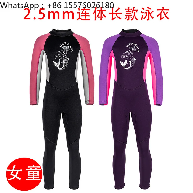 2.5Mm Children's Swimsuit Wetsuit Women's One-piece Swimsuit Thermal Long-sleeved Sunscreen Surfing Snorkeling Hydrosuit