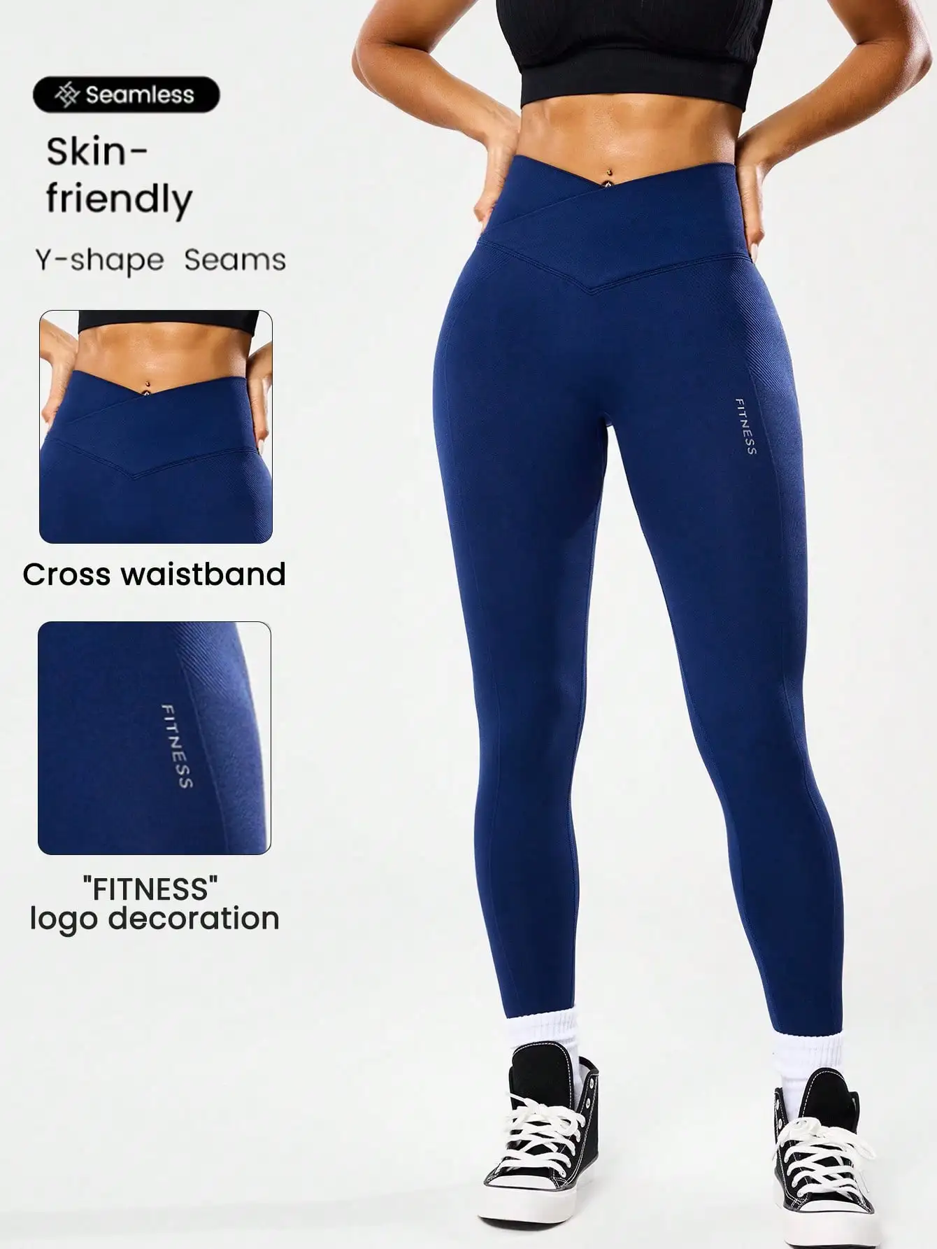 Bestseller: Damen-Leggings mit hoher Taille, Bauchkontrolle, Pfirsich-Po-Effekt, V-Rücken, atmungsaktiv, schnelltrocknend und formend für Laufen und Fitness – Detail 25