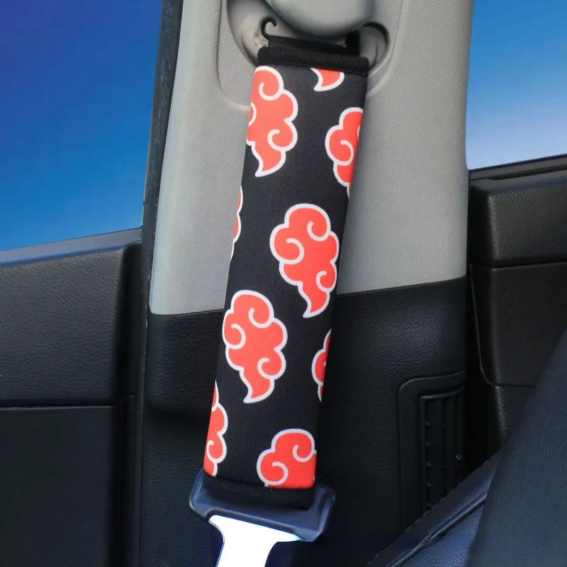 1pcs Naruto Car Safety Belt Cover Anime Red Cloud Seat Belt Shoulder Strap Covers Car Shoulder Protector Pad Auto Accessories