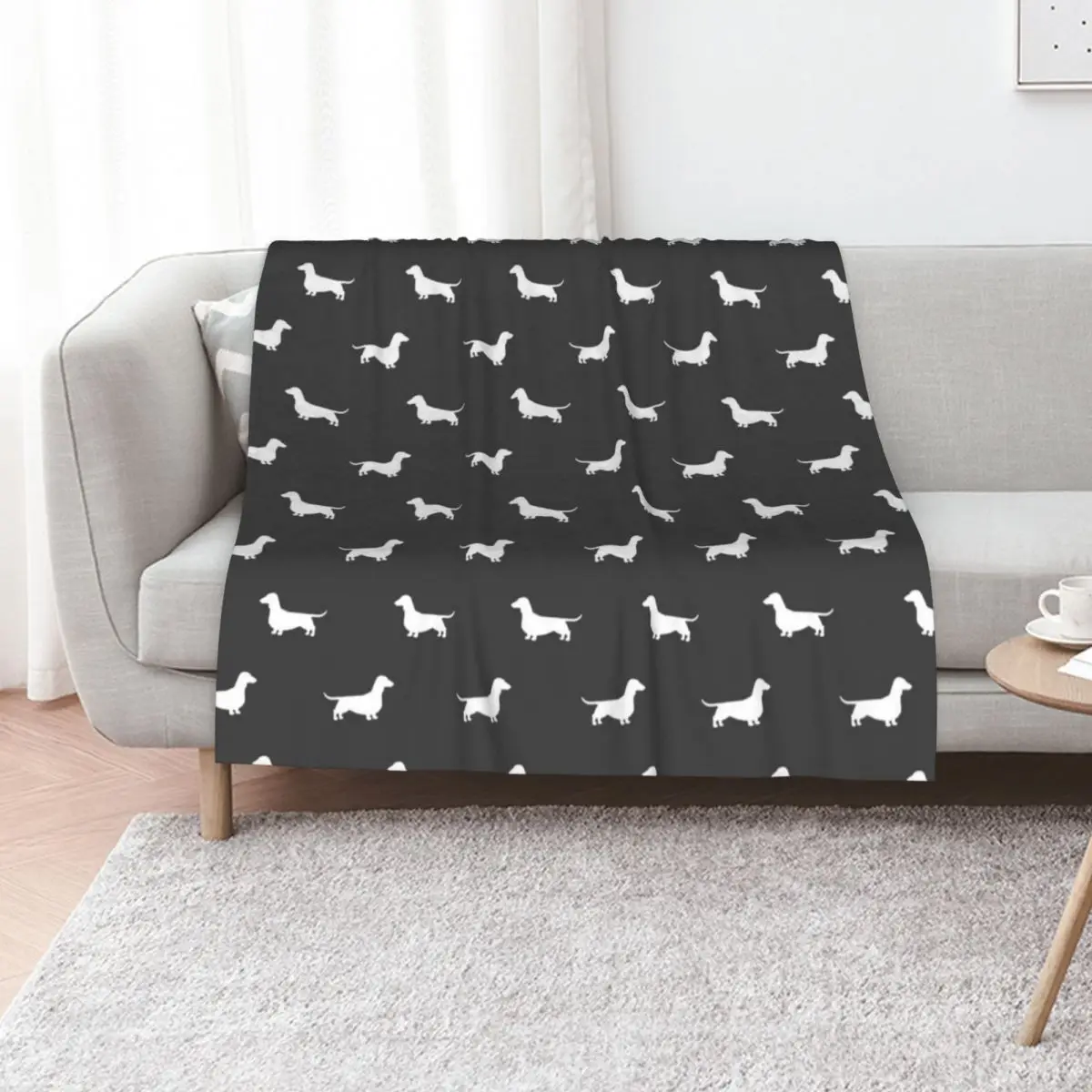 Dachshund Silhouette(s) | Wiener Dog | Smooth Coated Doxie Throw Blanket Bed linens Sofas Comforter Thermal Blankets