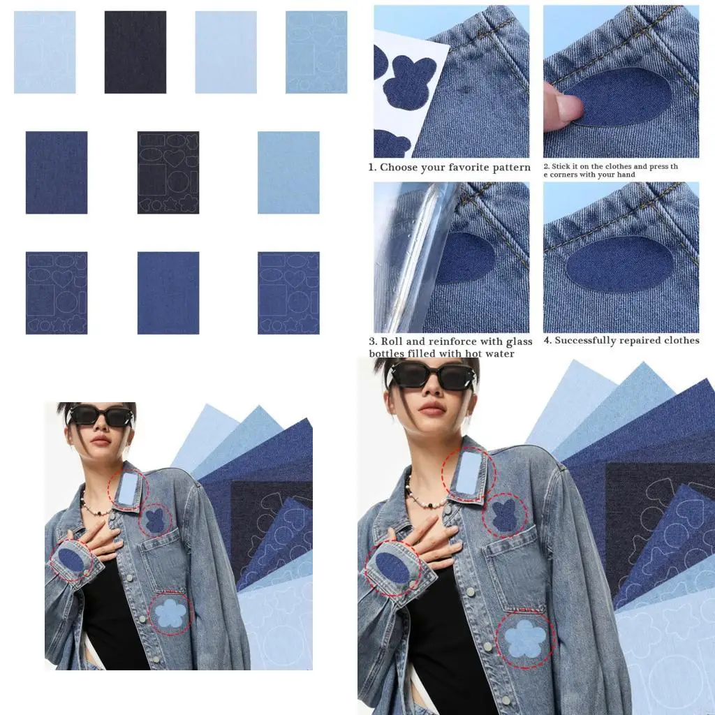 

Jeans Patches Iron-On Patches Fabric Patches Practical Jeans Clothing Hole Repair and Decoration for Children Adults Y08E