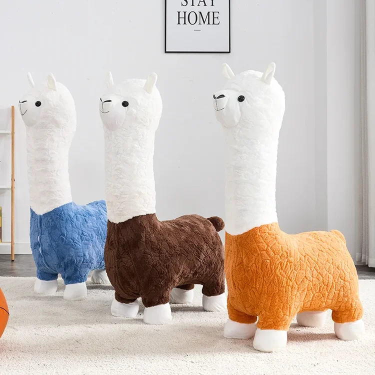 Velvet Fabric Alpaca Shape Chair Animal Chair Hot Sale Factory High Quality Living Room Animal Stool