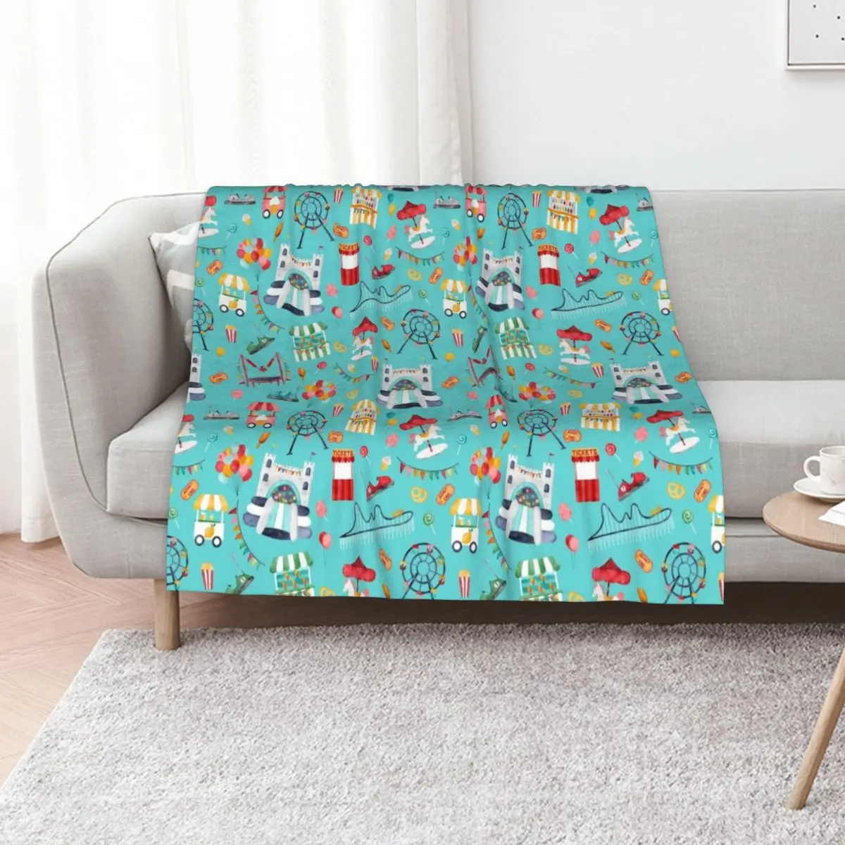 Amusement Park Watercolor Carnival Throw Blanket Thermals For Travel Decorative Sofa Heavy funny gift Extra Large Throw Blankets
