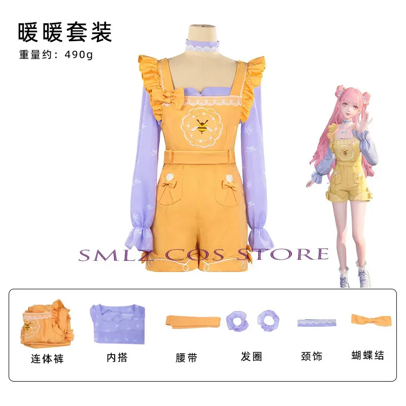 Juego Infinity Nikki Cosplay Anime Nikki disfraz amarillo encantador peleles uniforme peluca conjunto Halloween fiesta juego traje para mujer