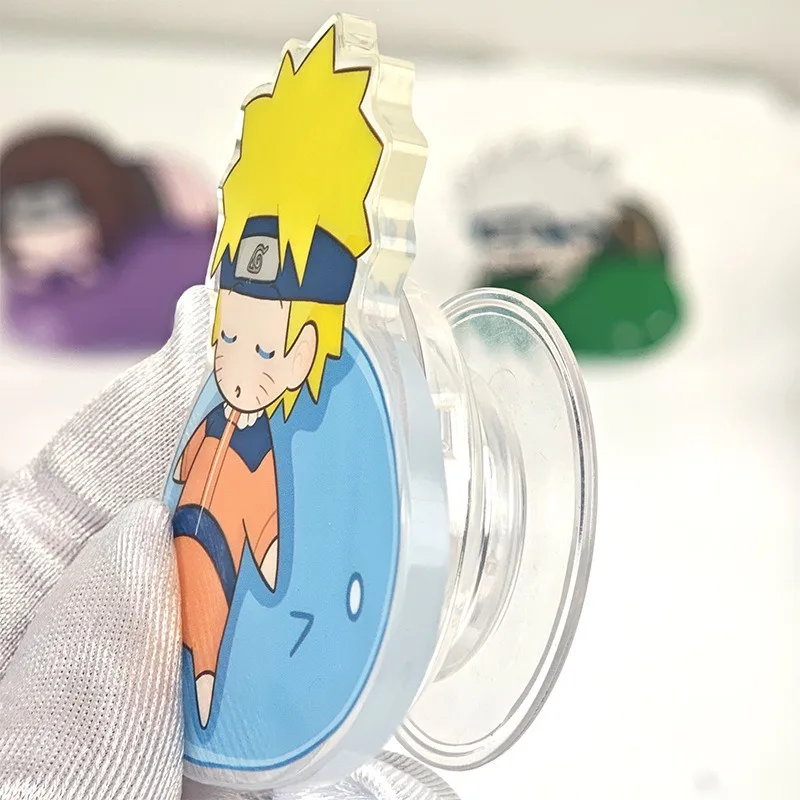 Anime japonês naruto kakashi sasuke kawaii padrão de desenho animado acrílico suporte de telefone ornamento periféricos de anime pequeno presente