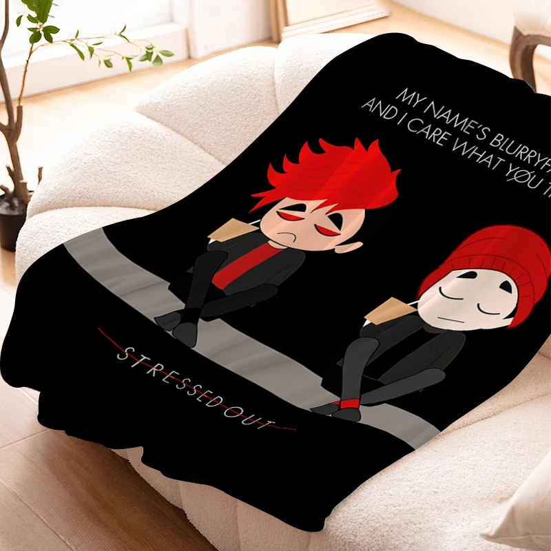 Sofa Blankets for Winter Twenty One Pilots Digital Print Microfiber Bedding Warm Knee Bed Fleece Fluffy Soft Blanket King Size