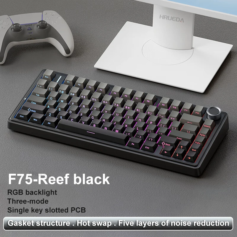 

AULA F75 Mechanical Keyboard 2.4G Wireless/Bluetooth/Wired RGB PBT 75% Layout OEM Profile Gasket Customized Pc Gaming Keyboard