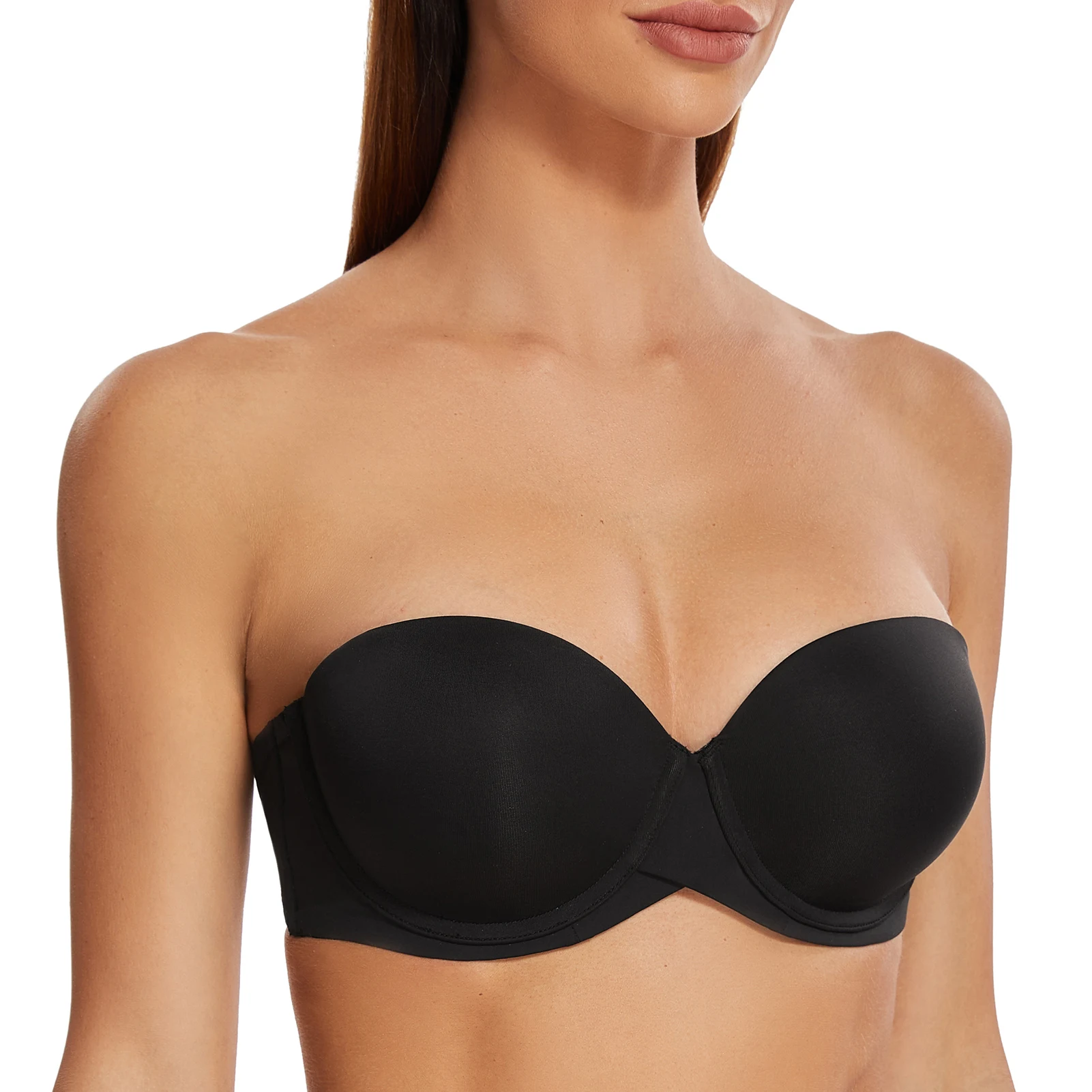 Plus Push Up Solid Strapless Bra