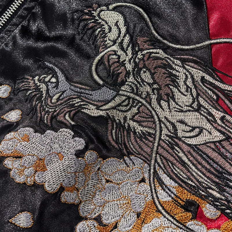 

Heavy-Embroidered Dragon Horizontal Yokohama Jaet Men's Baseball Collar Autumn Winter Outerwear Polyester Fiber Long Sve