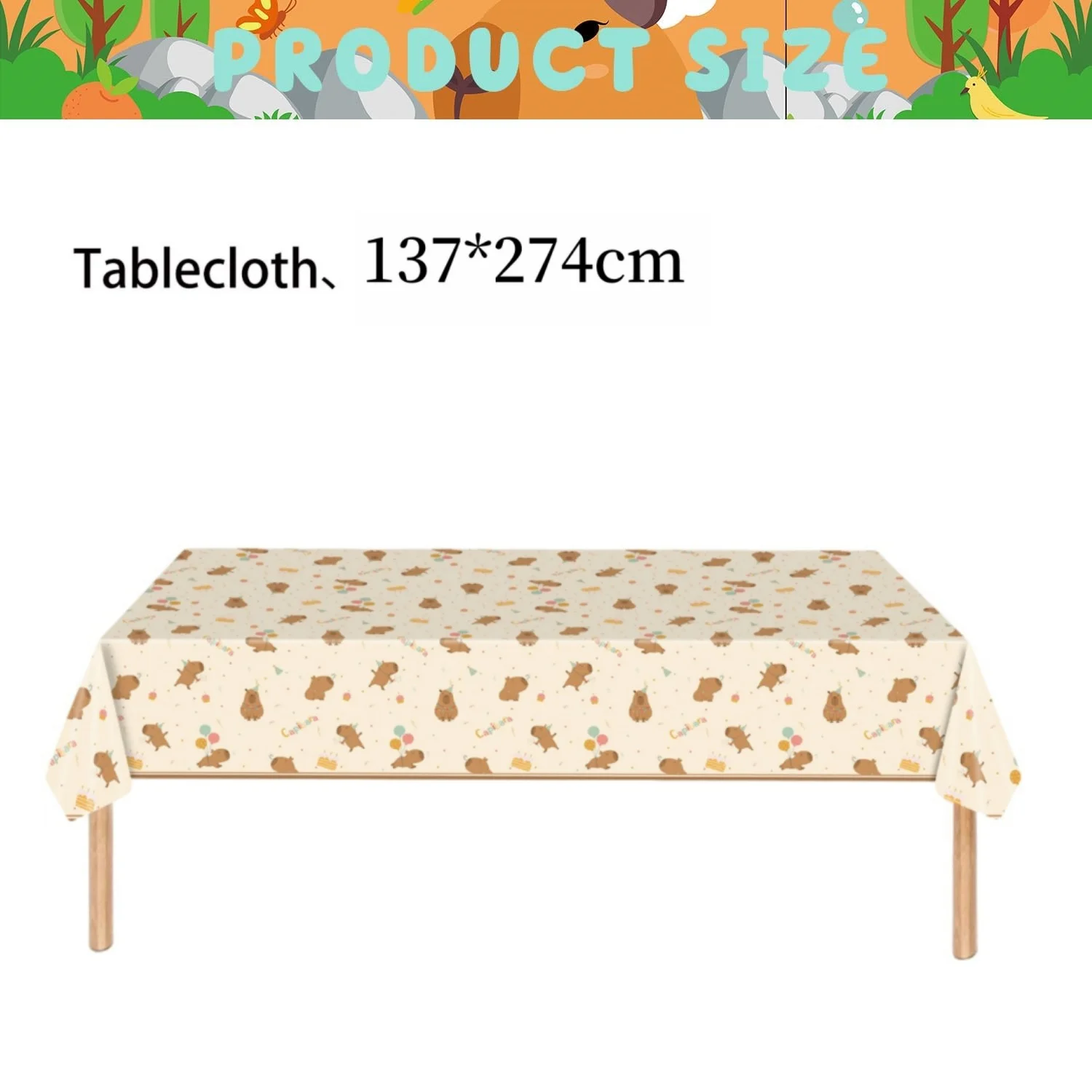 

Cartoon Capybara Tablecloth Birthday Party Decor Cute capybara Table Cloth Table Cover Baby Shower Kids Party Favors Supplies