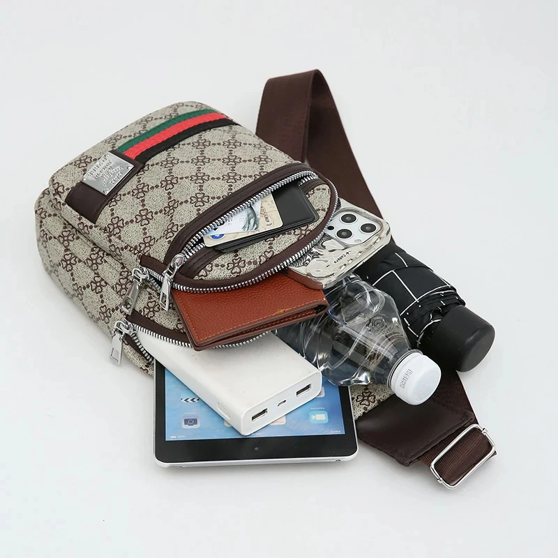 Multifunktionale Umhängetasche für Herren/Damen Schultertasche Stoff-Brusttasche mit Kopfhörerloch Schräge Freizeittasche – Detail 6