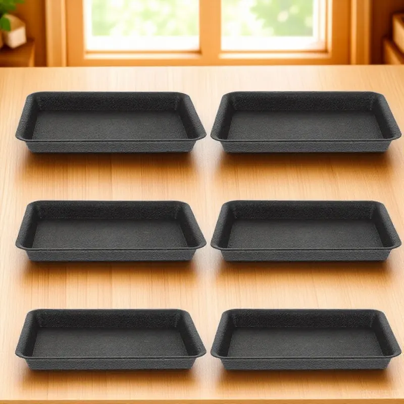 6Pcs Rectangular Plant Trays Plastic Flower Pot Saucers Drainage Tray for Indoor Plants Outdoor Potted Plants Soil Water