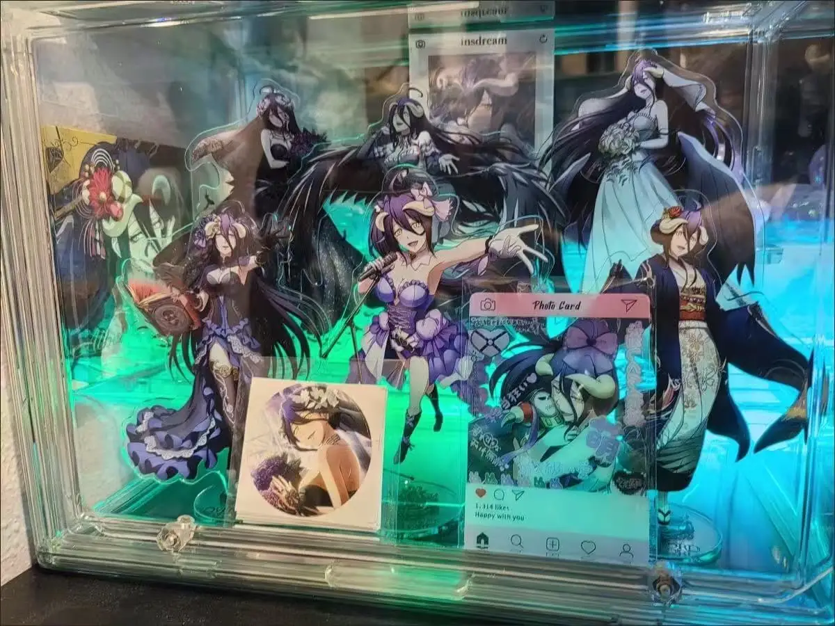3 pz Overlord Anime Periferiche Albedo Figura Carta Acrilica Da Collezione Re-cerazione Ragazza Sexy Albedo A Forma di Cuore Acrilico Giocattoli Ragazzo