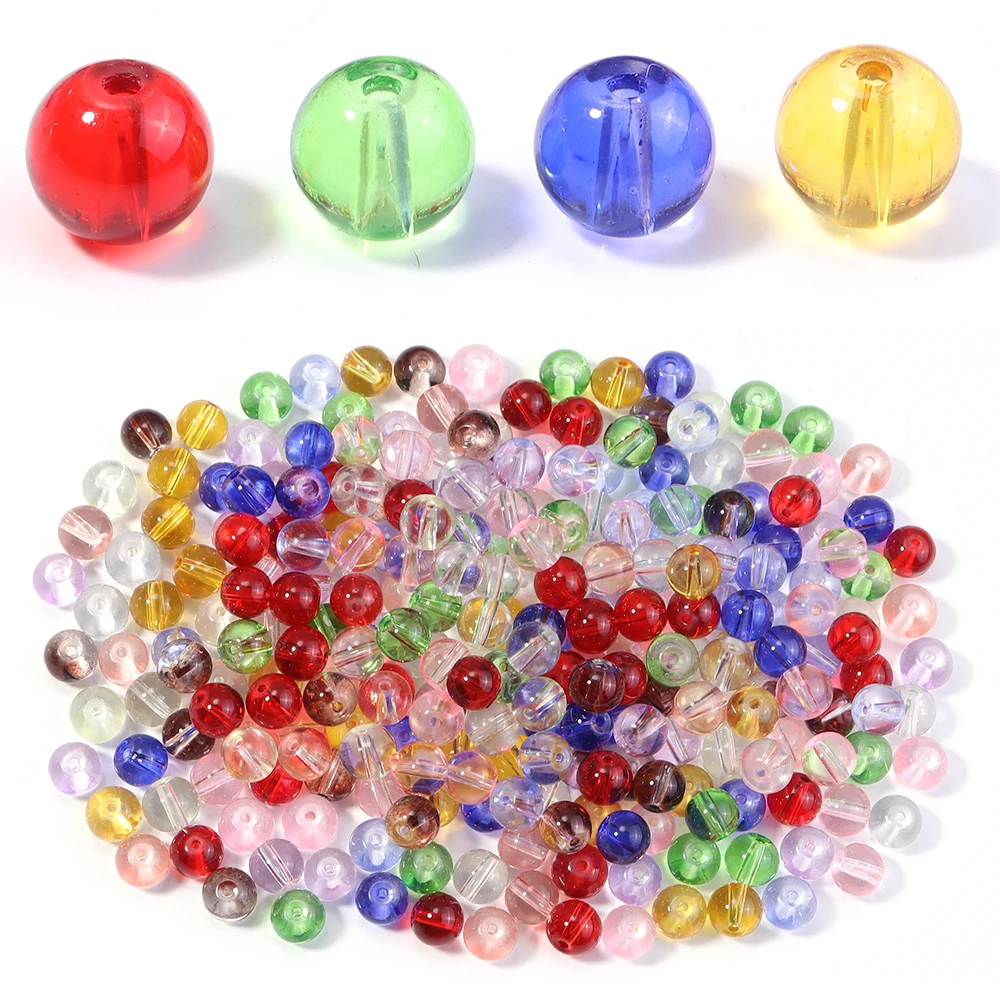 50 teile/los Transparent Bunte Glas Perlen Runde Kristall Perlen Lose Perlen Für Schmuck Machen DIY Halskette Armband Zubehör