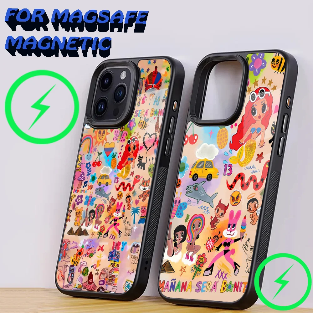 

K-Karol G M-Manana Phone Case For iPhone 15,14,13,12,11,Plus,Pro,Max Mini Magsafe Magnetic Wireless Charging