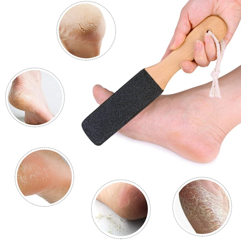 2 Pieces Foot File Callus Remover Heel Grater Wooden Handle Foot Scrubber Foot Filer