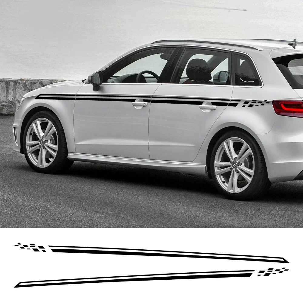 سيارة ملصق الجانب تنورة الفينيل فيلم ملصق مائي الزخارف الخارجية اكسسوارات لأودي A3 8 فولت 8P 8Y 8L سيدان TFSI سبورتباك S3 RS3 ليموزين