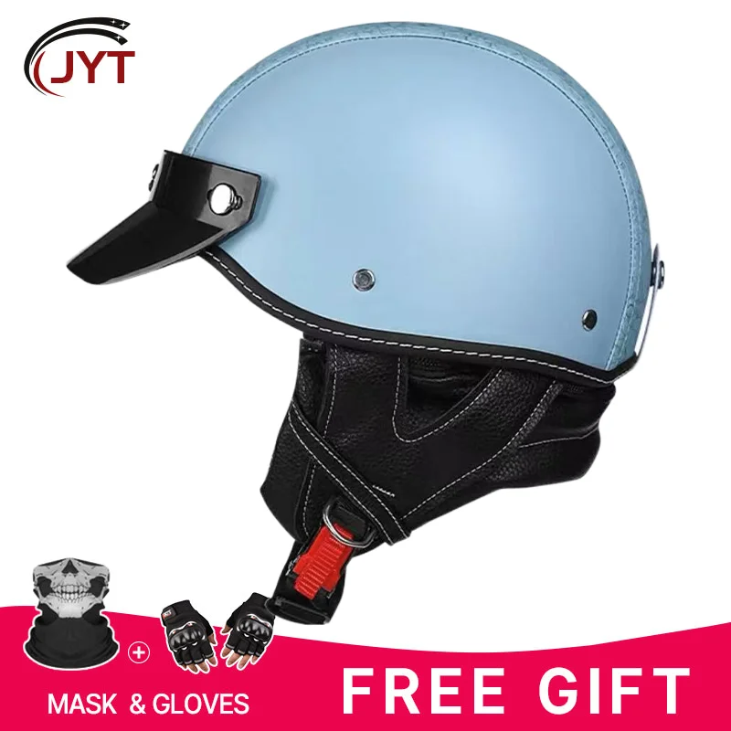 

Multicoloured DOT Certified Retro Motorcycle Helmets Electric Bike Warm Half Helmets Japan South Korea for all four seasons