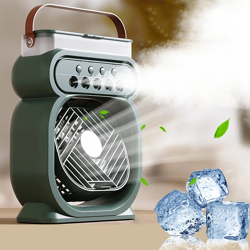 

New 3 In 1 AIr Conditioner Fan Household Small Cooler LED Night Light Portable Humidifier Adjustment Office JJ0084