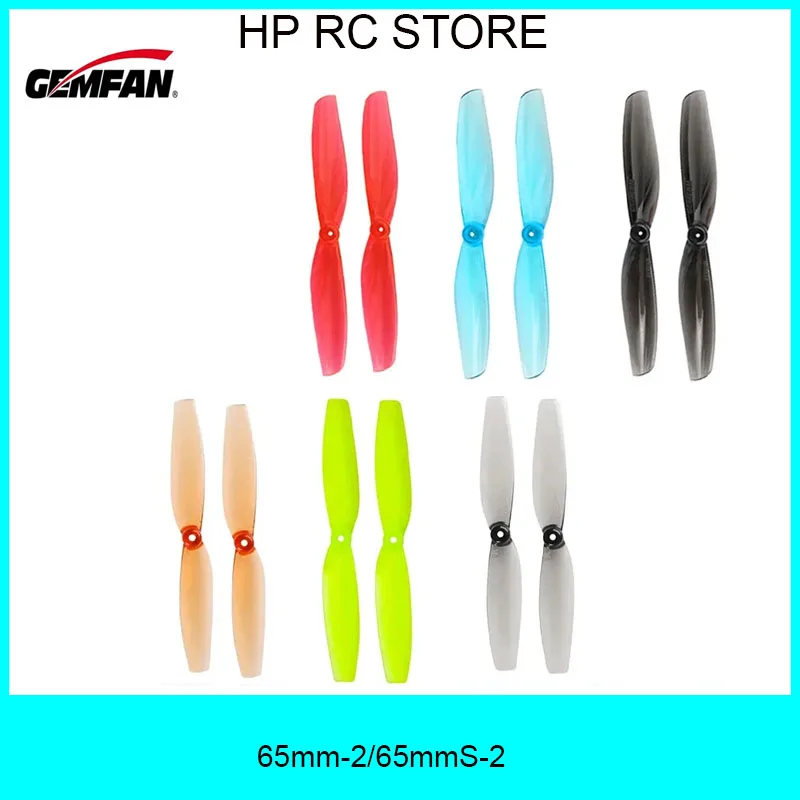 

4pairs Gemfan 65mm-2/65mmS-2 1mm/1.5mm Hole 2 blade Propeller PC CW CCW For RC Drone FPV Racing Hurricane Props