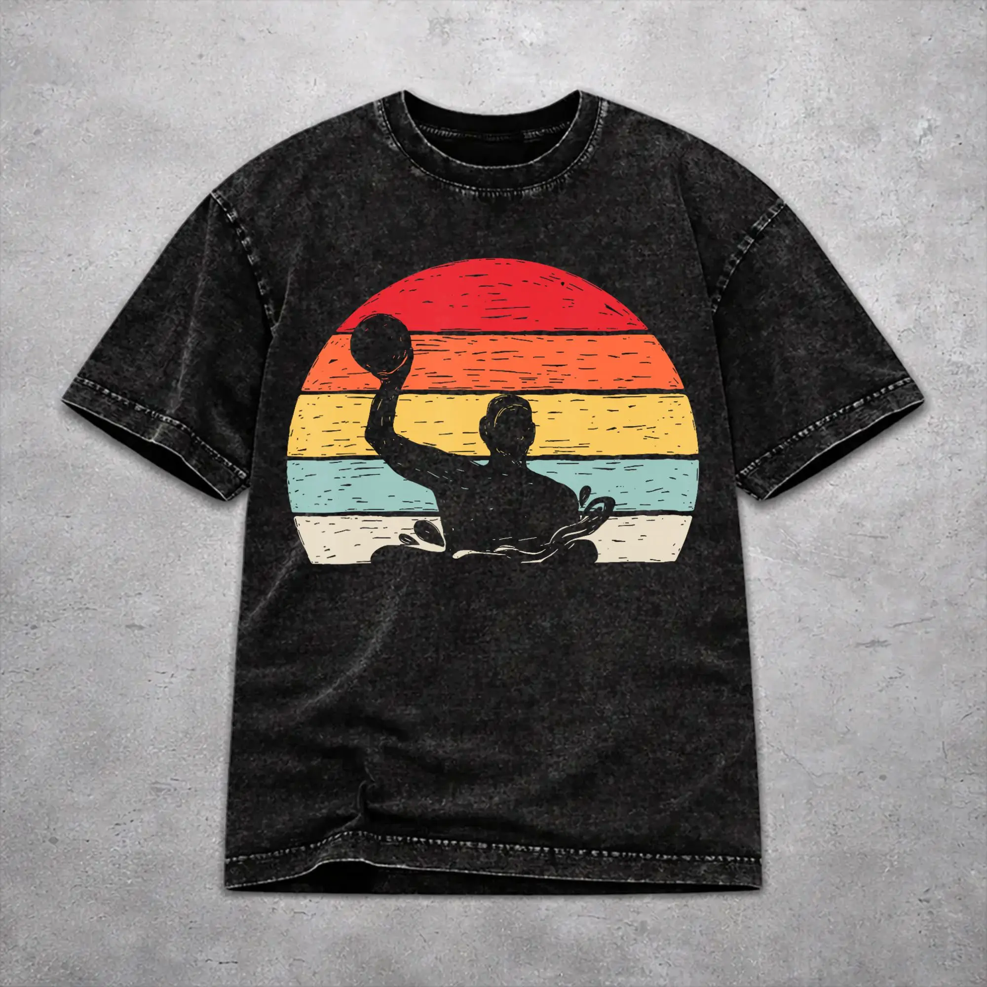 Vintage Water Polo Player  Apparel T-Shirts for Men Women  Washed Cotton Tee Shirts Clothes