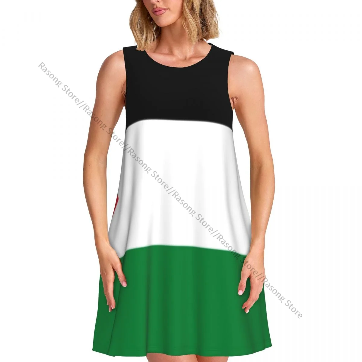 Vestido feminino bandeira da Palestina verão casual camiseta praia cobrir vestido regata