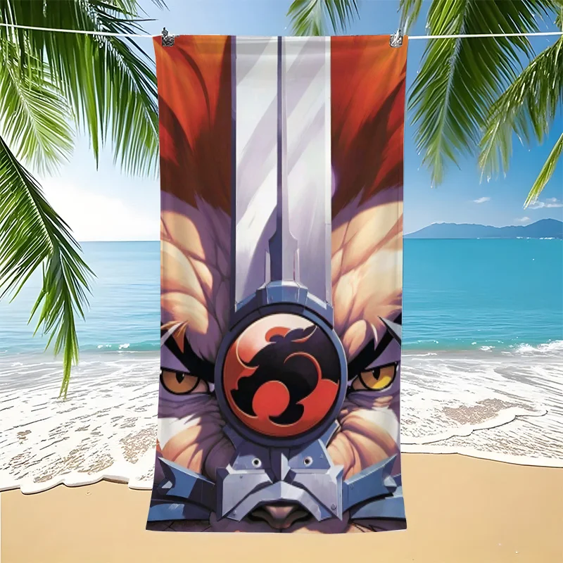 Mechanical Tiger & Fire Dragon Beach Towel – Bold Anime Game Style with Red and White Design, Fan Gift for Beach or Pool