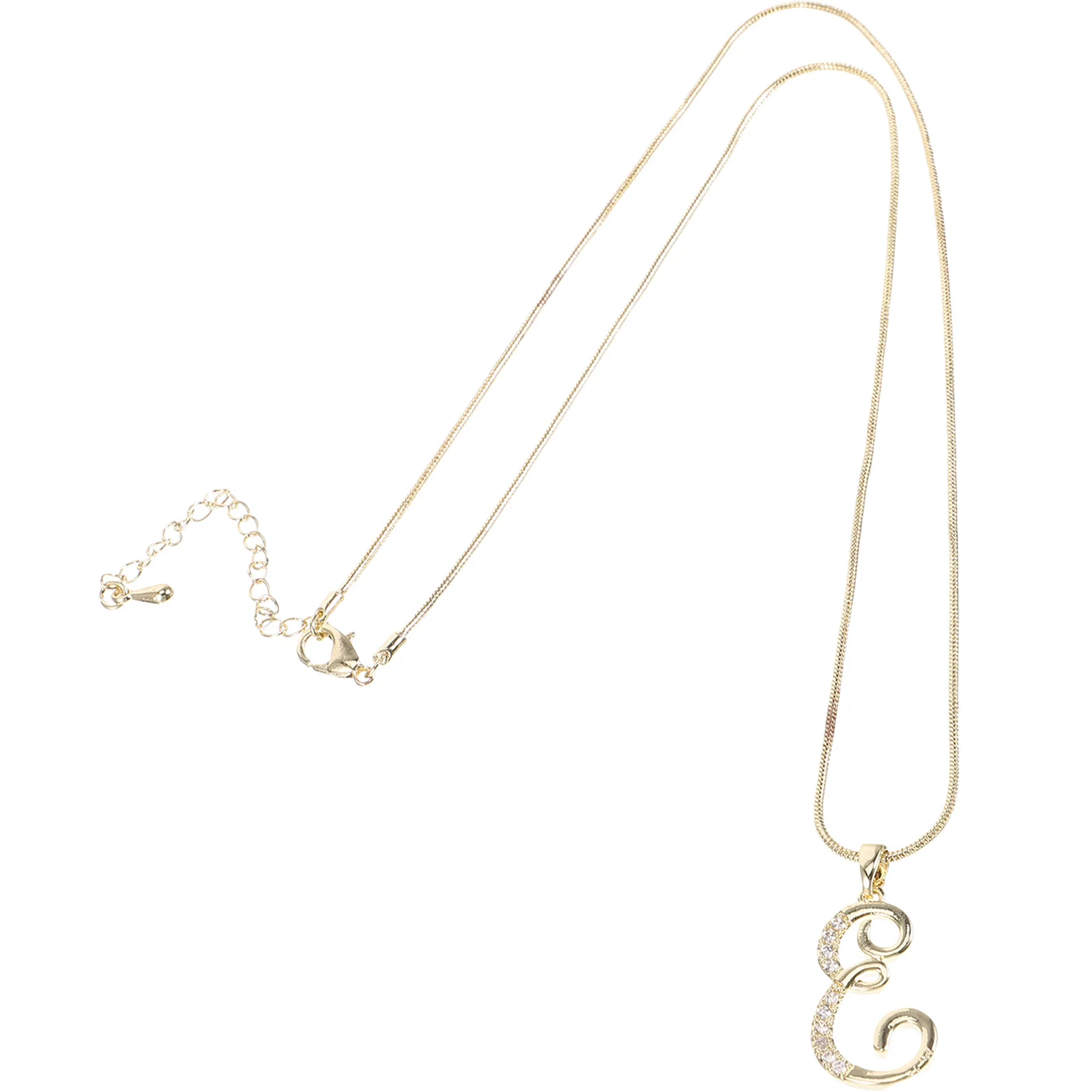 

Letter Pendant Necklace Copper Rhinestone Jewelry Elegant Letter E Necklace for Women Teen Casual Dressy Accessories Gift