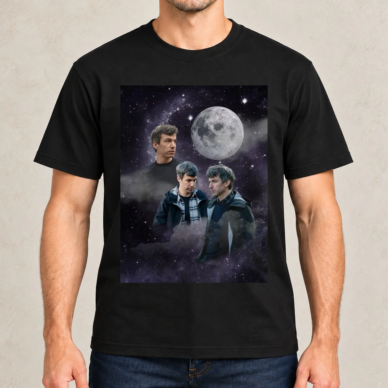 Nathan Fielder Dramatic Galaxy Wolf Print Style T-Shirt man t shirt summer man t shirt designer t shirt man luxury T-Shirt