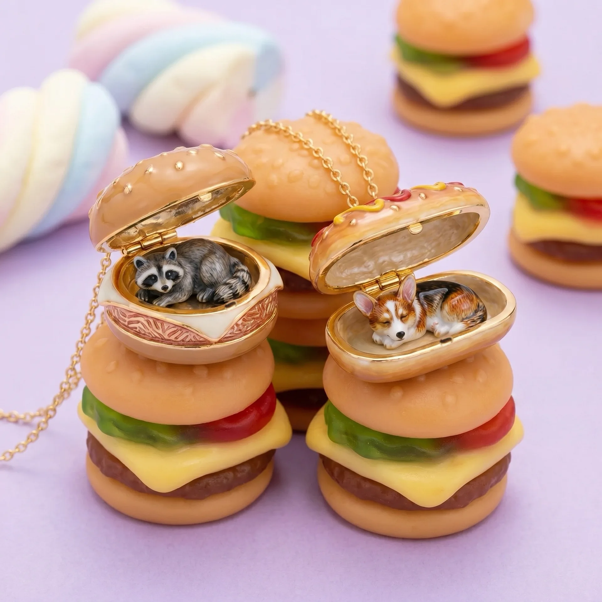 Burger Dog Food Locket Necklac - Men Accessories Locket recension och pris