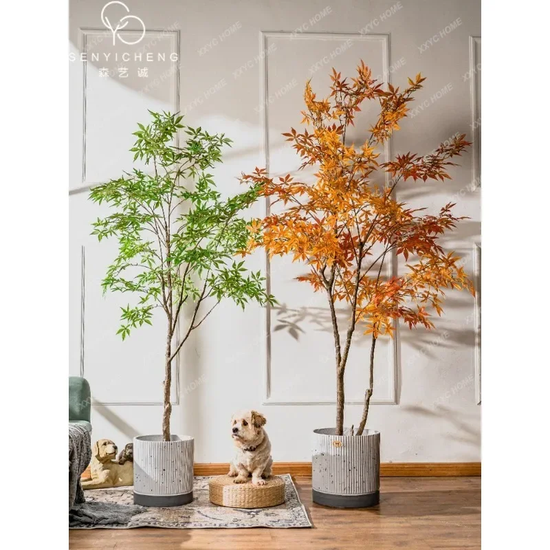 

Artificial Plant Big Tree Maple Bionic Green Plant Fake Trees Indoor Living Room and Shop Window Making Landscape Decoration