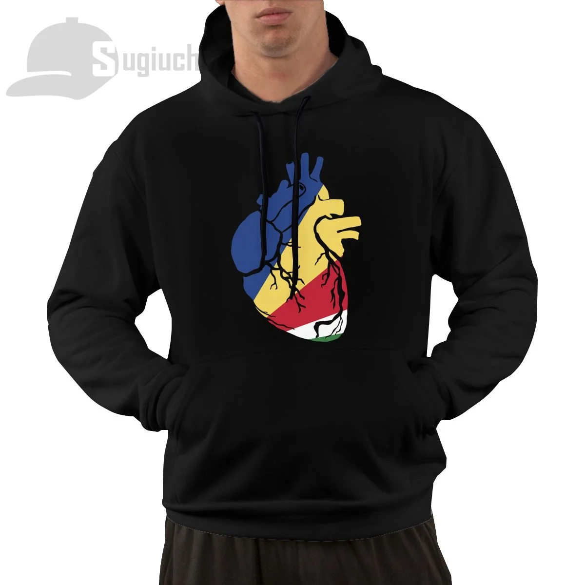 Seychelles Anatomical Heart Shape Country Flag Cotton Pullover Hoodie Men Women Unisex Hip Hop Style Sweatshirt