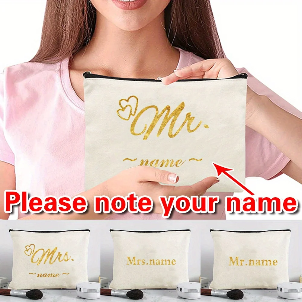 

Customized Name Canvas Makeup Bag Storage Bag Portable Travel Fashion Pattern Series Customized Products