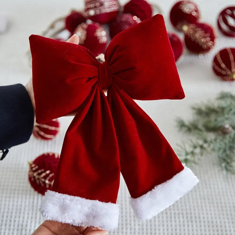 

NEW Christmas Bowknot Red Velvet Three-dimensional Bowknot Pendant Xmas Tree Decoration Home Party Ornaments 1PC
