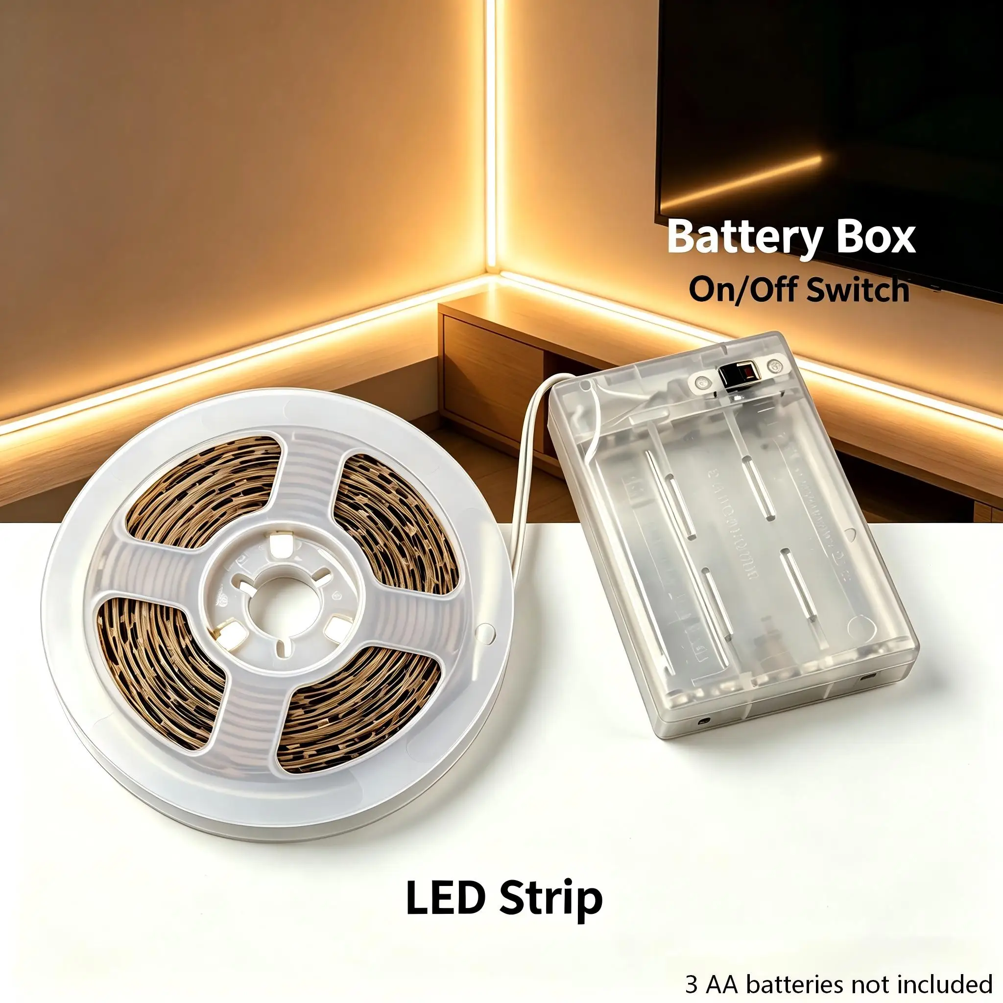 2835 LED light strip, battery powered, easy to install. Suitable for cabinets, entryways, staircases, and holiday decorations.