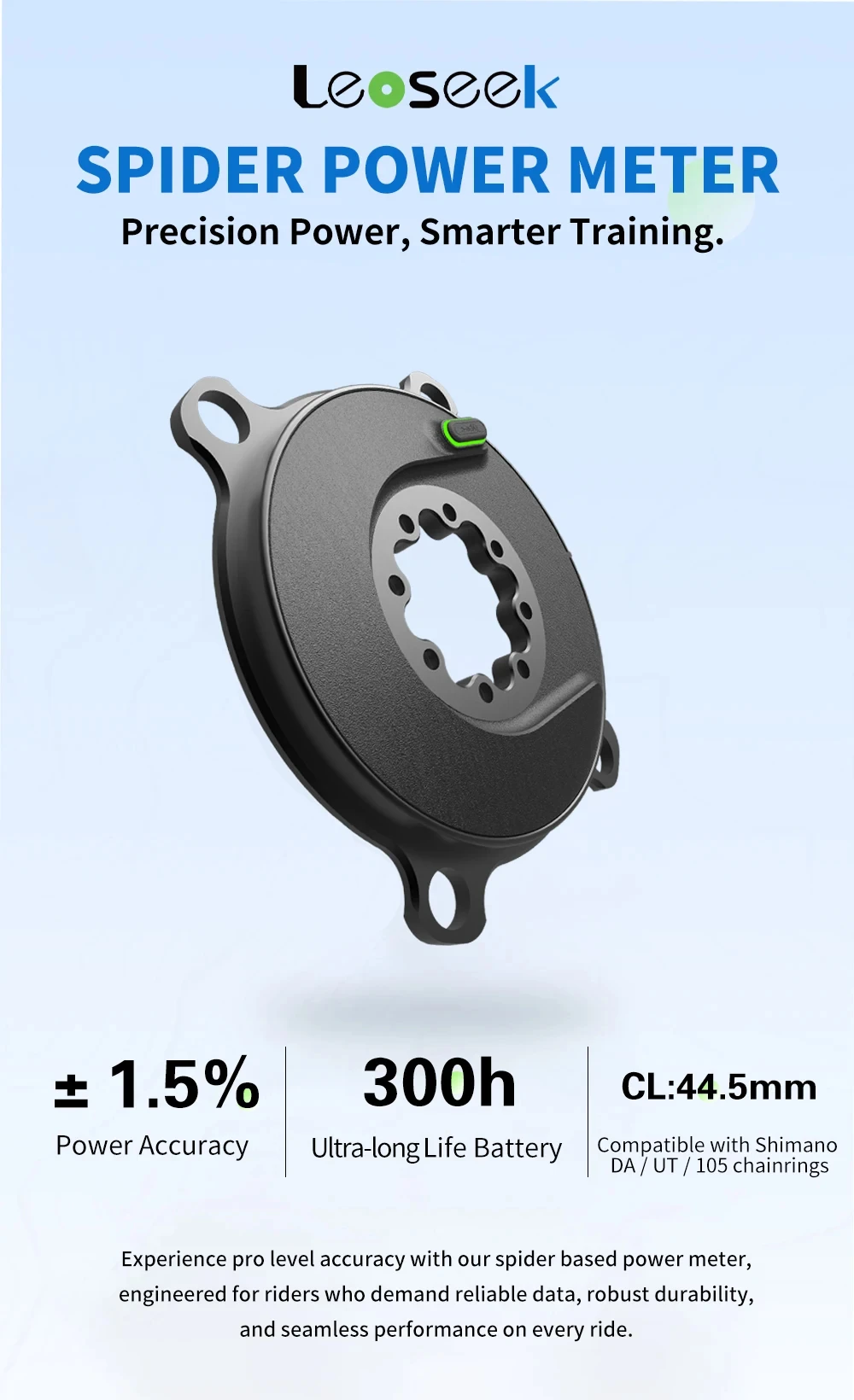 Leoseek Ultraleicht Power Meter Spinne Fahrrad Kurbel Trittfrequenz Powermeter 110BCD P67 Für Shimano SRAM Kurbelgarnituren Für Rennrad MTB Fahrräder – Detail 4