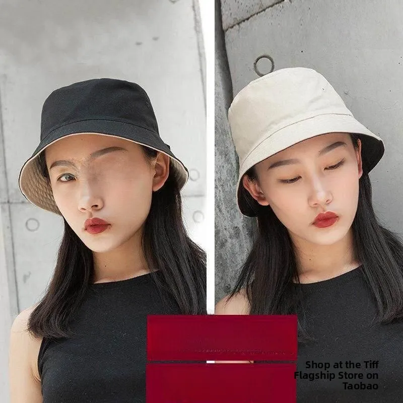 Women's Fishing Cap Short  Foldable Summer Sun Protection Cotton Bucket Hat Versatile Artistic Korean Style Light Weight