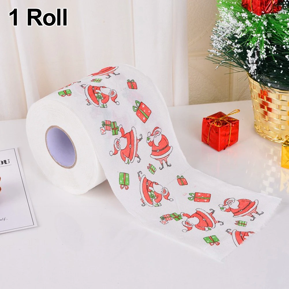 Christmas Toilet Roll Paper Merry Christmas Decoration Santa Claus Bath Toilet Paper For Home New Year Decoration Xmas Tissue