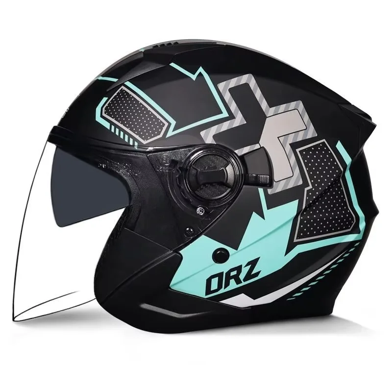 3/4 Open Face Motorcycle Helmet Half Covering Dual Lens Male Female Couple Capacetes de Moto DOT certiication