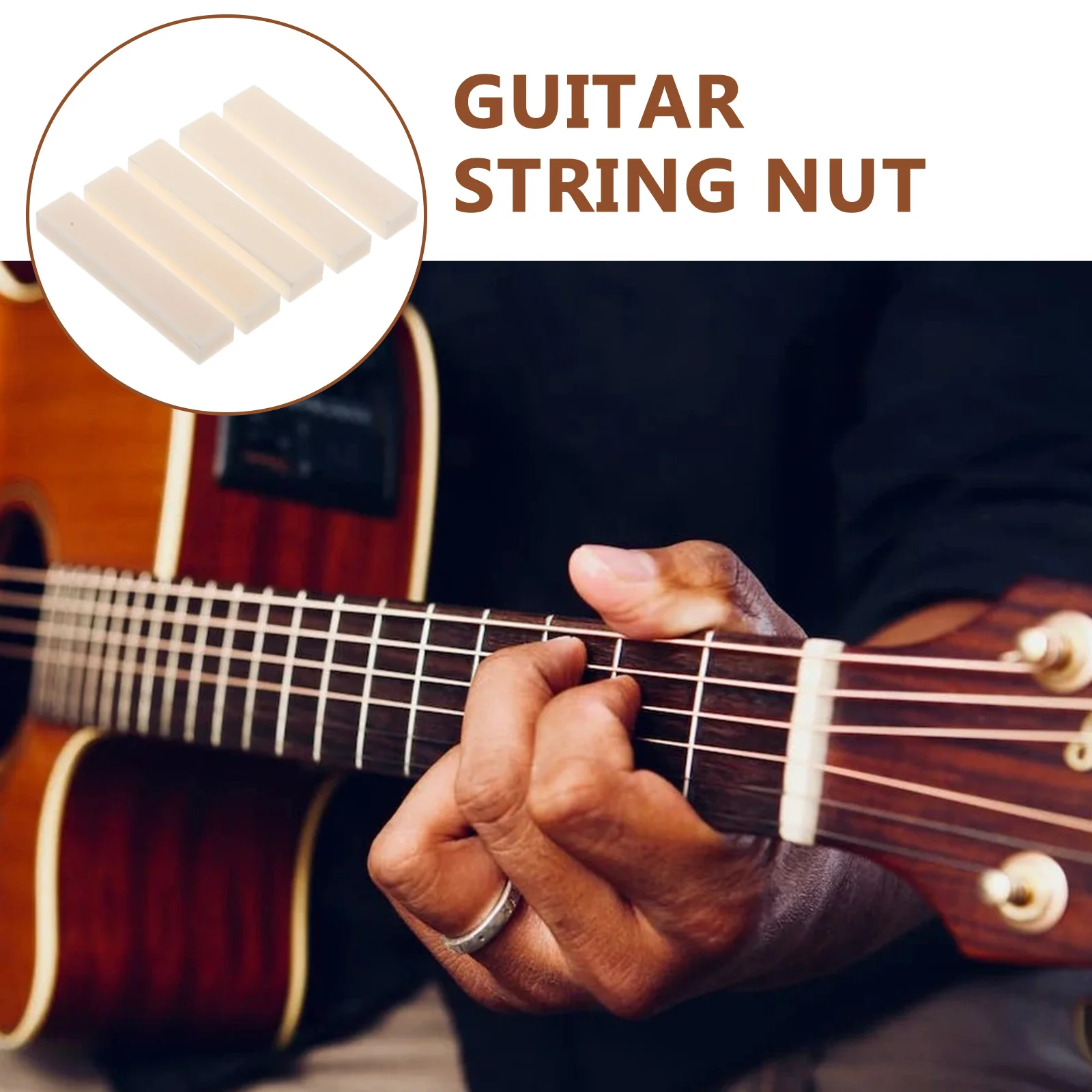 

5pcs Guitar Nuts Ox Bone Durable Replacement For Electric Guitar Bridge Ox Bone Bridge Nut Saddle Tone Support Accessory
